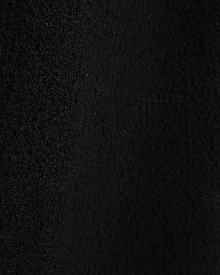 Black boucle wide leg trousers