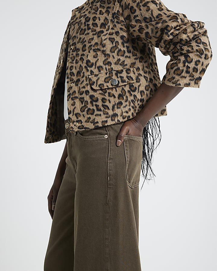 Brown Mid Rise Wide Leg jeans