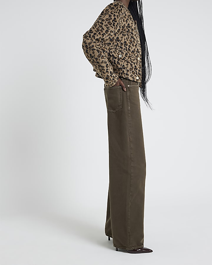 Brown Mid Rise Wide Leg jeans