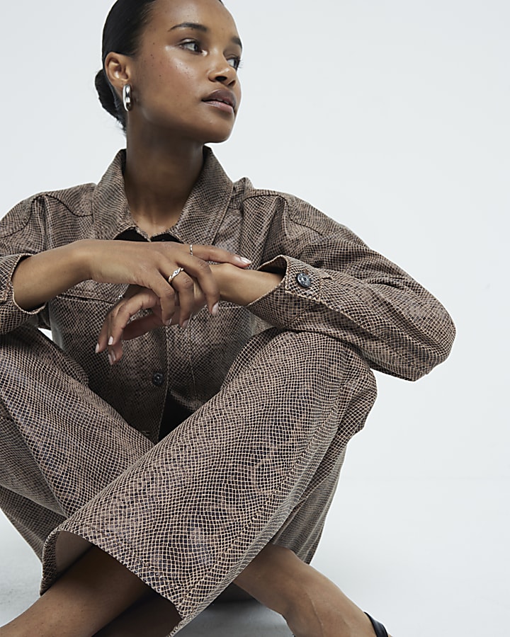 Brown Snakeskin relaxed straight leg jeans
