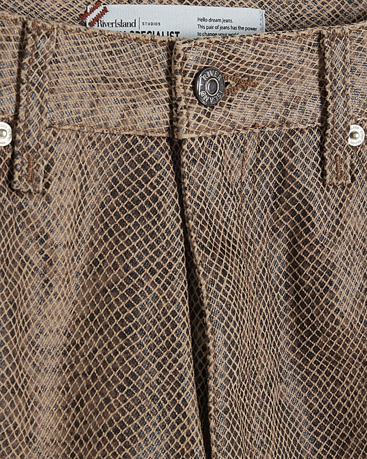 Brown Snakeskin relaxed straight leg jeans