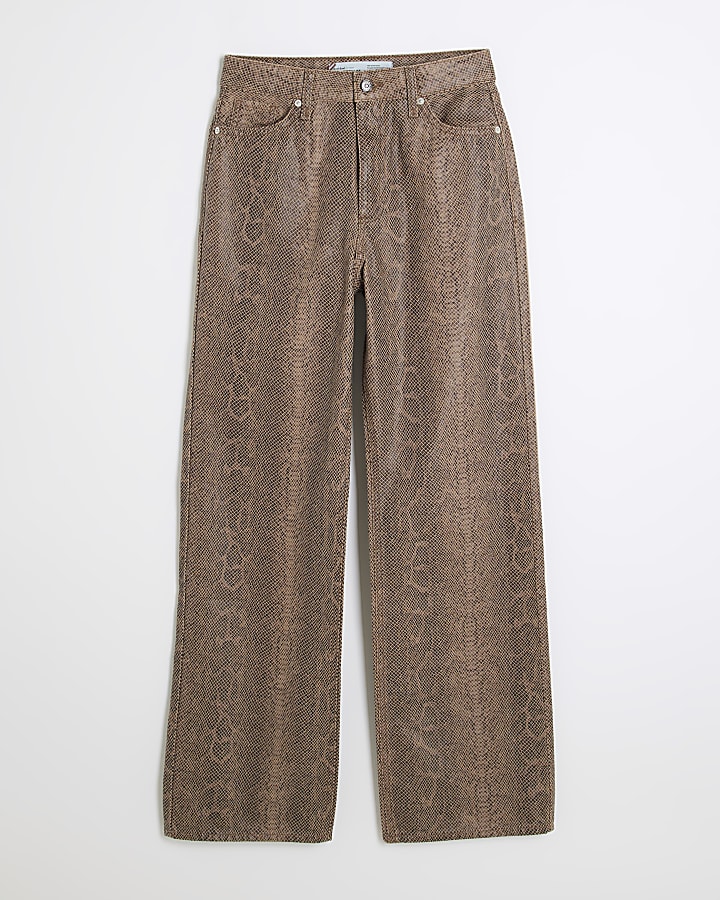 Brown Snakeskin relaxed straight leg jeans
