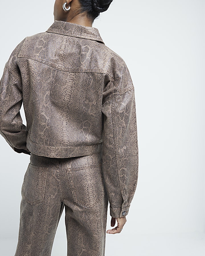 Brown Snakeskin relaxed straight leg jeans