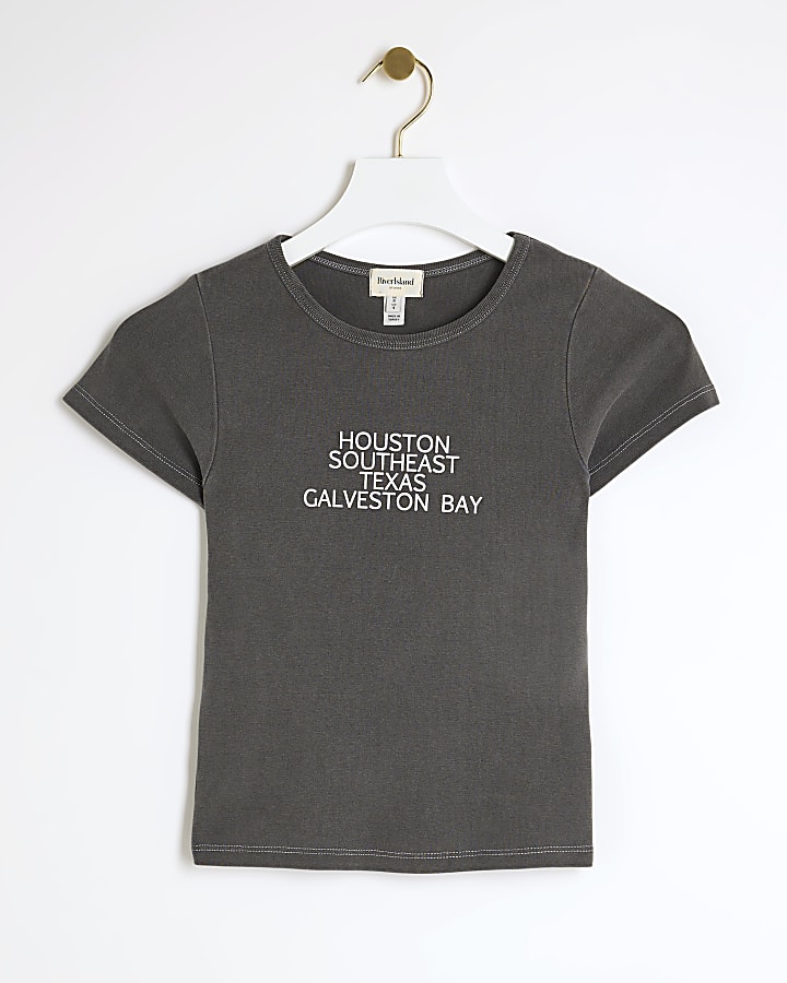 Grey washed graphic print baby t-shirt