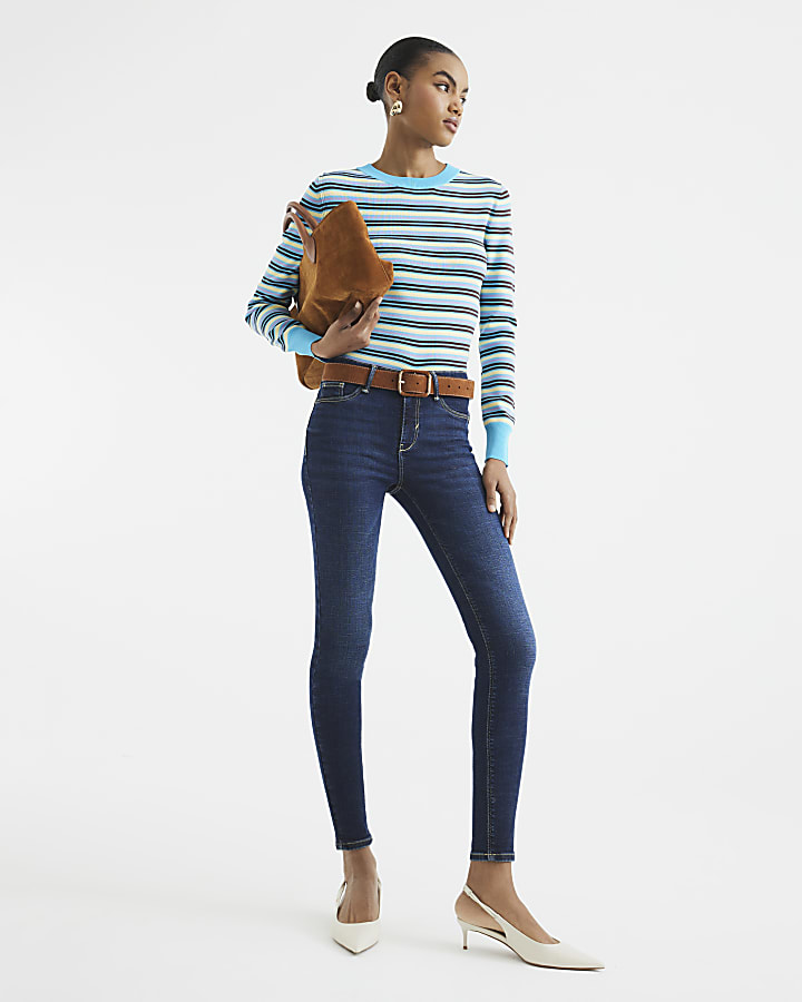 Blue mid rise molly sculpted jeans