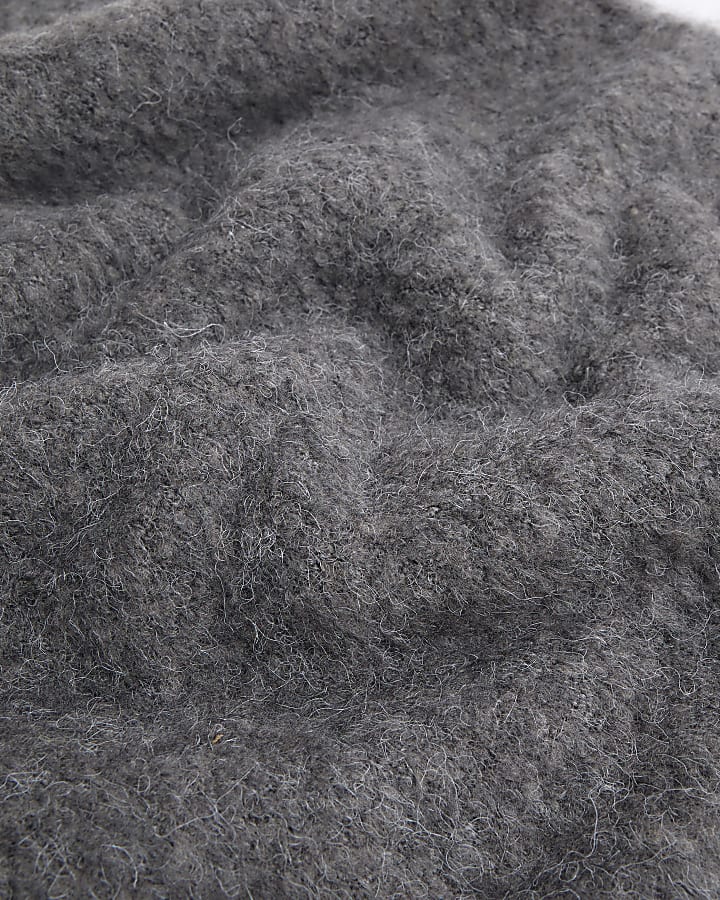 Grey Fluffy Brushed Scarf