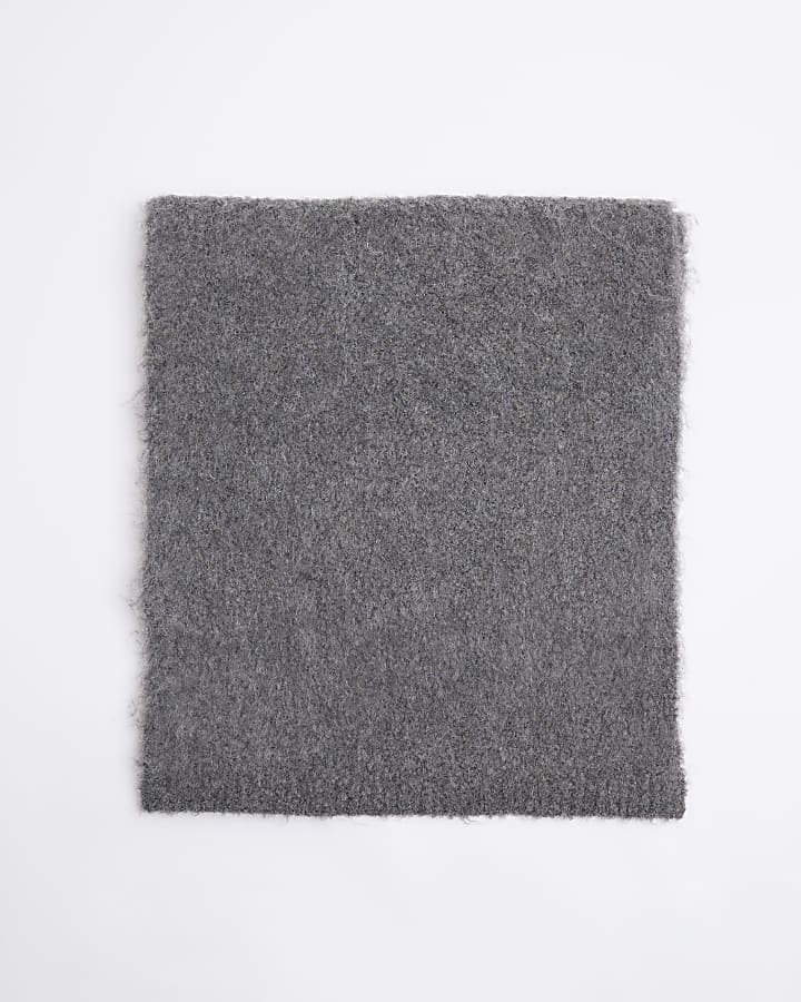 Grey Fluffy Brushed Scarf