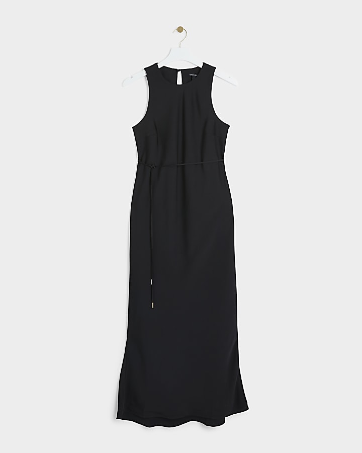 Black Belted Slip Maxi Dress