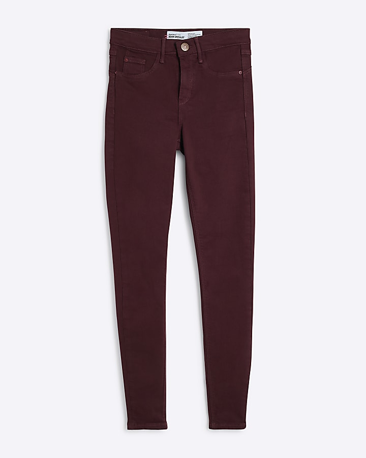 Red Mid Rise Molly Skinny Jeans