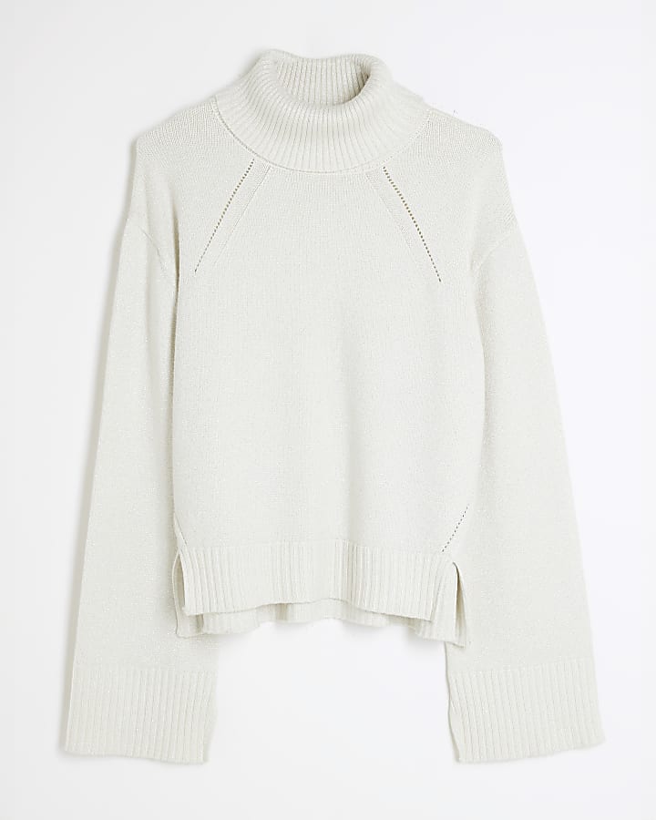 Cream High Neck Jumper