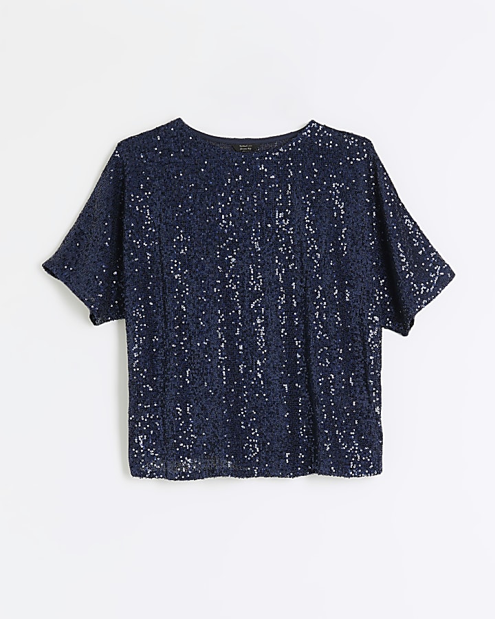 Navy sequin t-shirt
