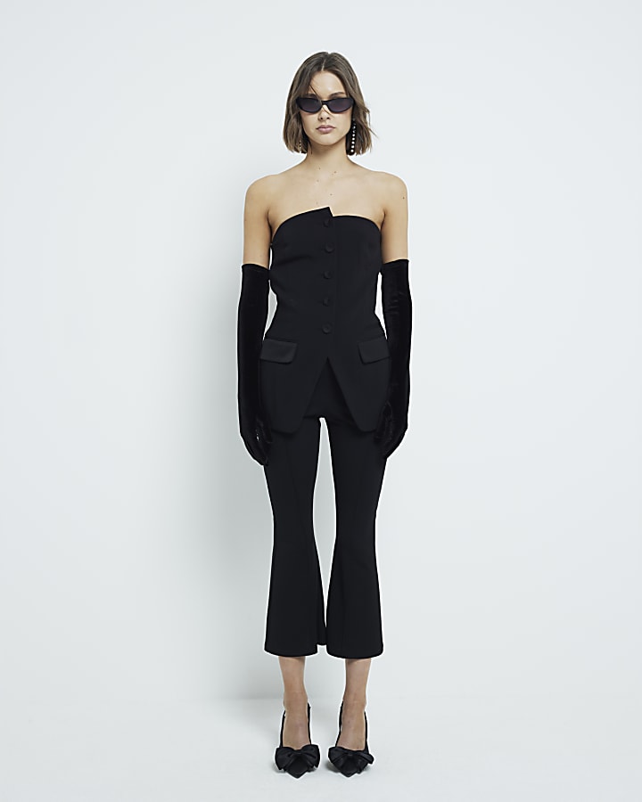 Black Tailored Bandeau Top