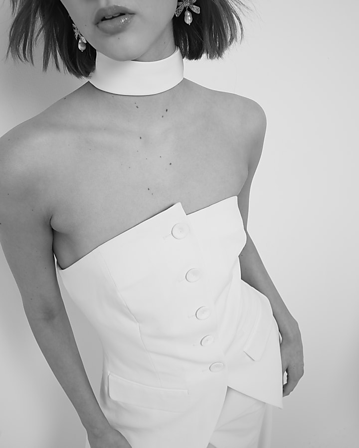 Cream Tailored Bandeau Top