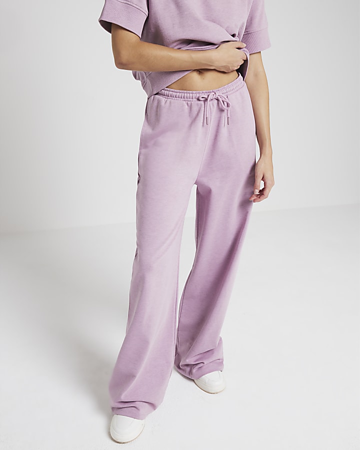 Pink drawstring wide leg joggers