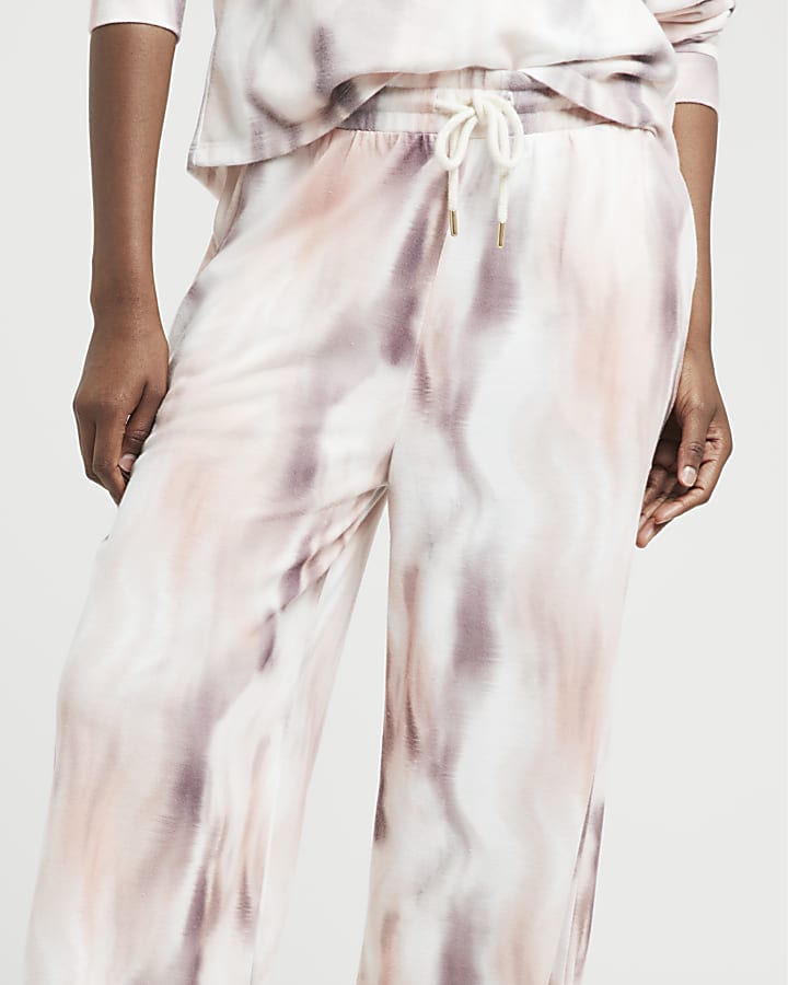 White marble wide leg joggers
