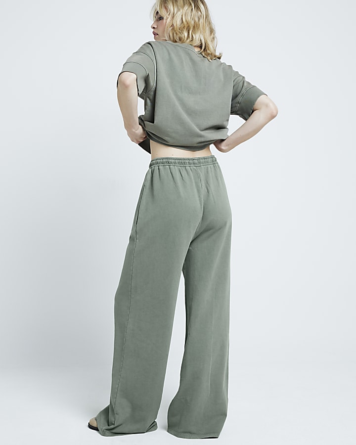 Khaki wide leg joggers