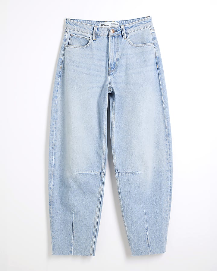 Blue Oversized Barrel Leg Jeans