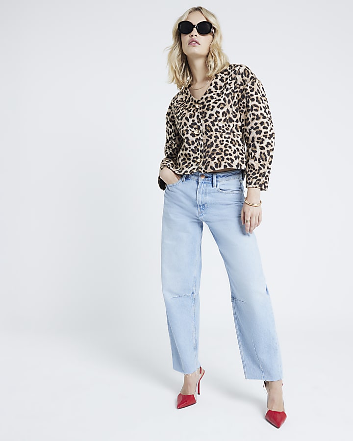 Blue Oversized Barrel Leg Jeans