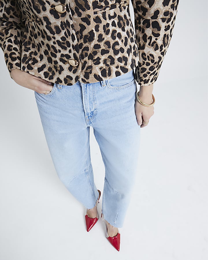 Blue Oversized Barrel Leg Jeans