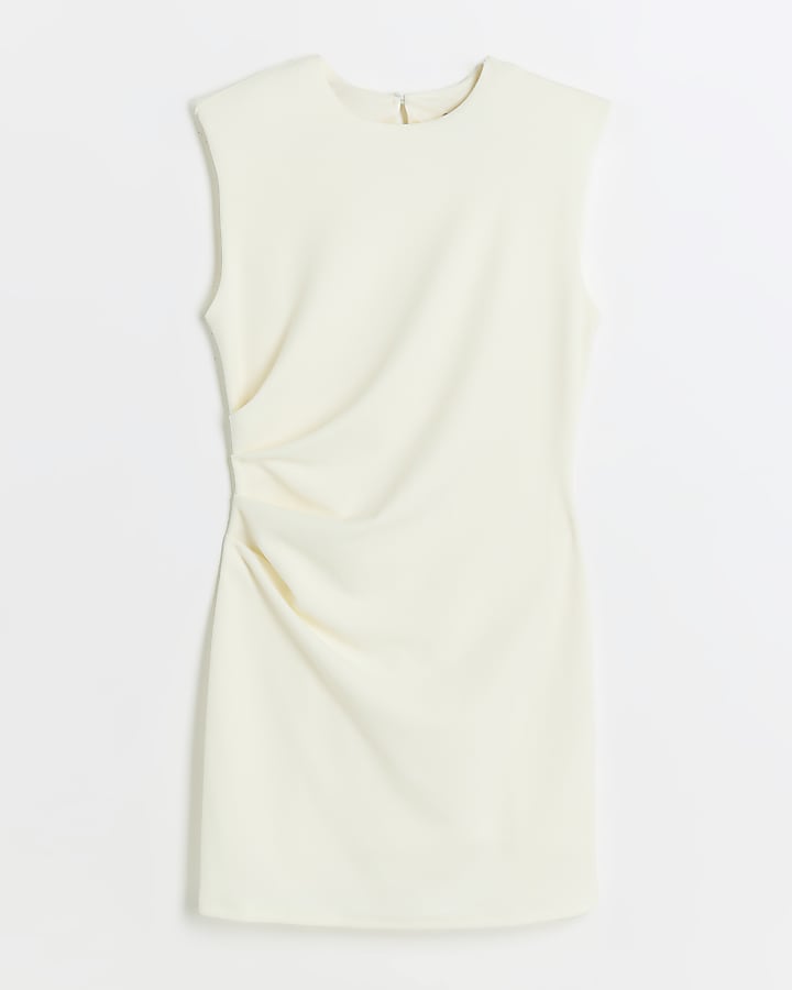 Cream Drape Shift Mini Dress