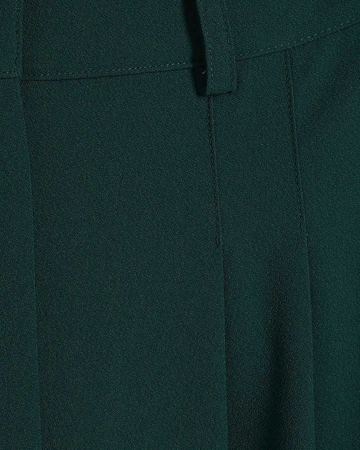 Green Pleated Wide Leg Trousers