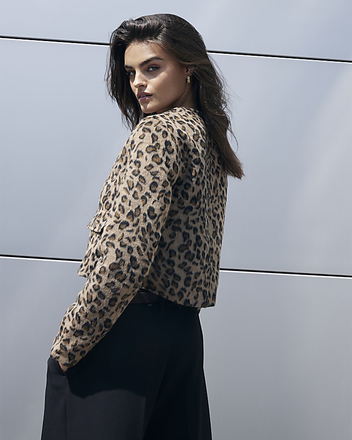 Brown leopard print trophy jacket