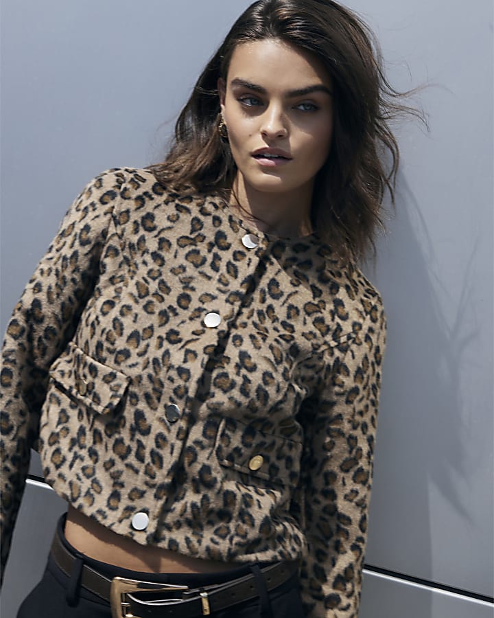 Brown leopard print trophy jacket