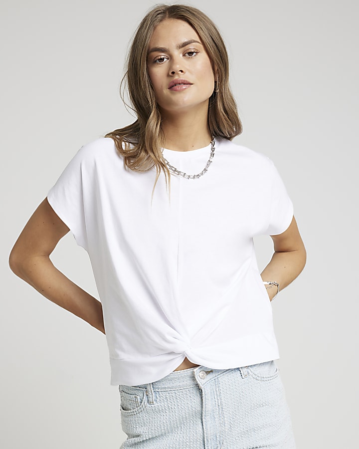 White twist front t-shirt