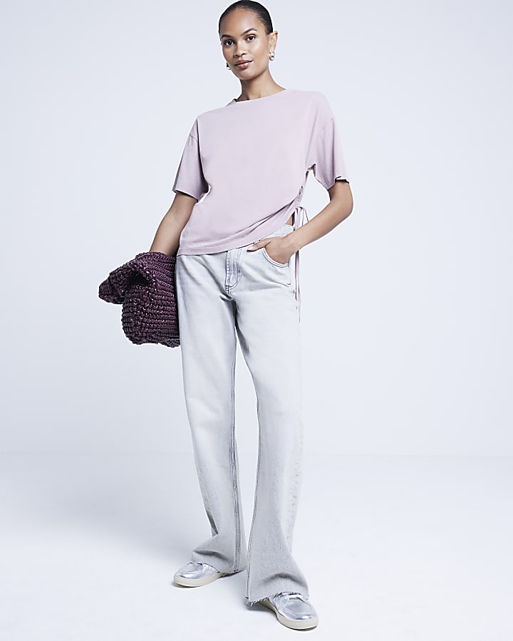 Pink washed ruched side t-shirt
