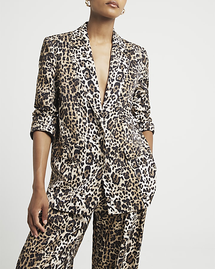 Brown leopard print blazer