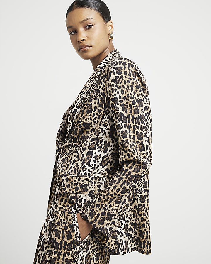 Brown leopard print blazer
