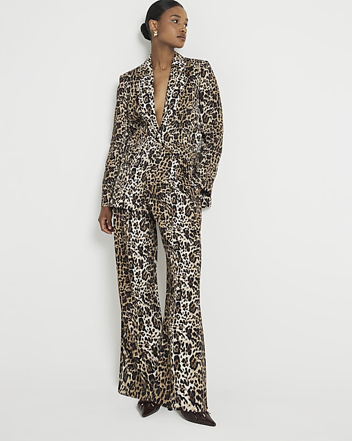 Brown leopard print blazer