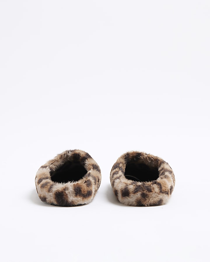 Brown Leopard Faux Fur Slippers