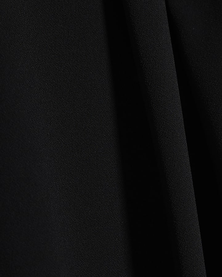 Black Pleated Wide Leg Trousers