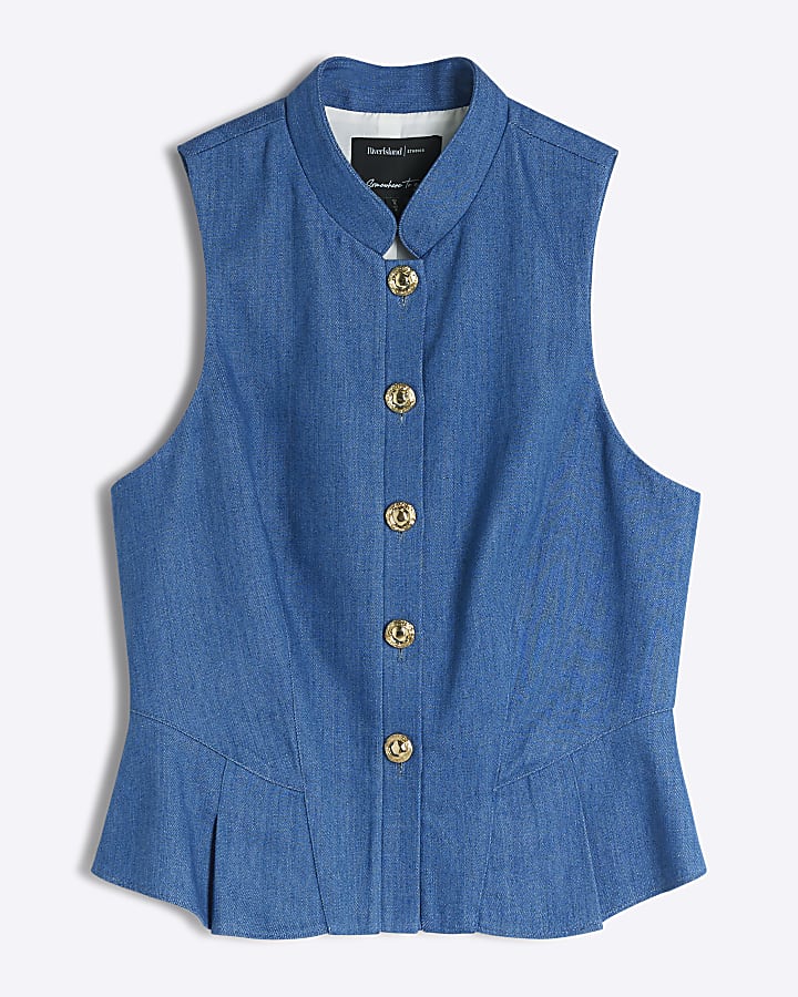 Blue Denim button up waistcoat