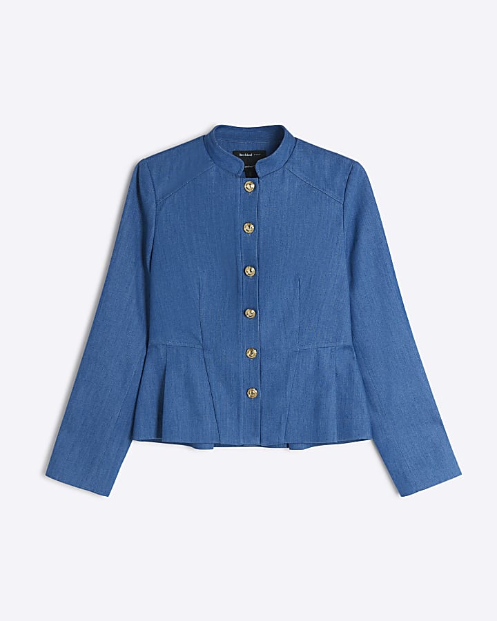 Blue peplum denim jacket