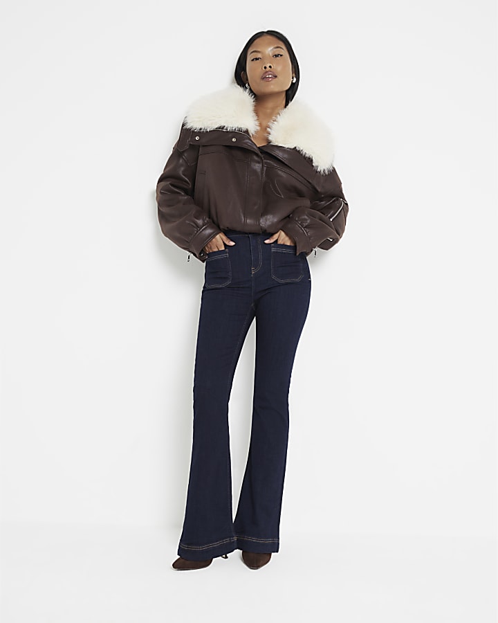 Petite Indigo Pocket Flared Jeans