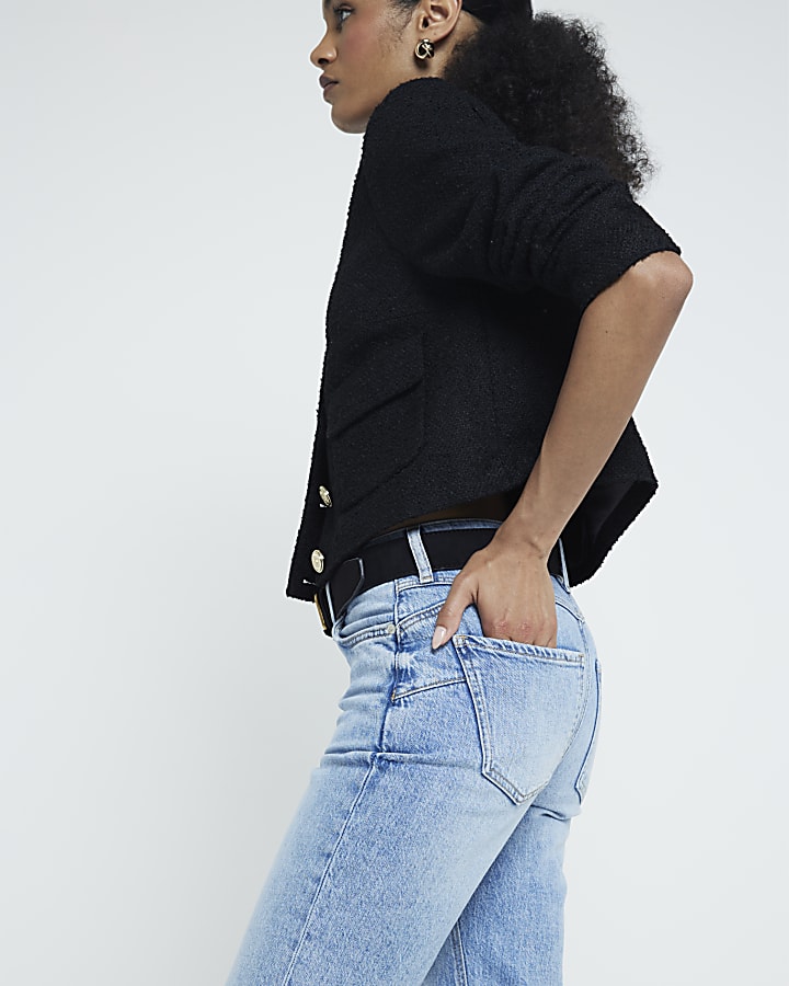 Blue high waisted bum sculpt mom jeans