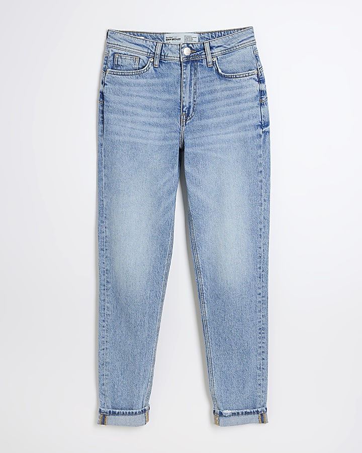 Blue high waisted bum sculpt mom jeans