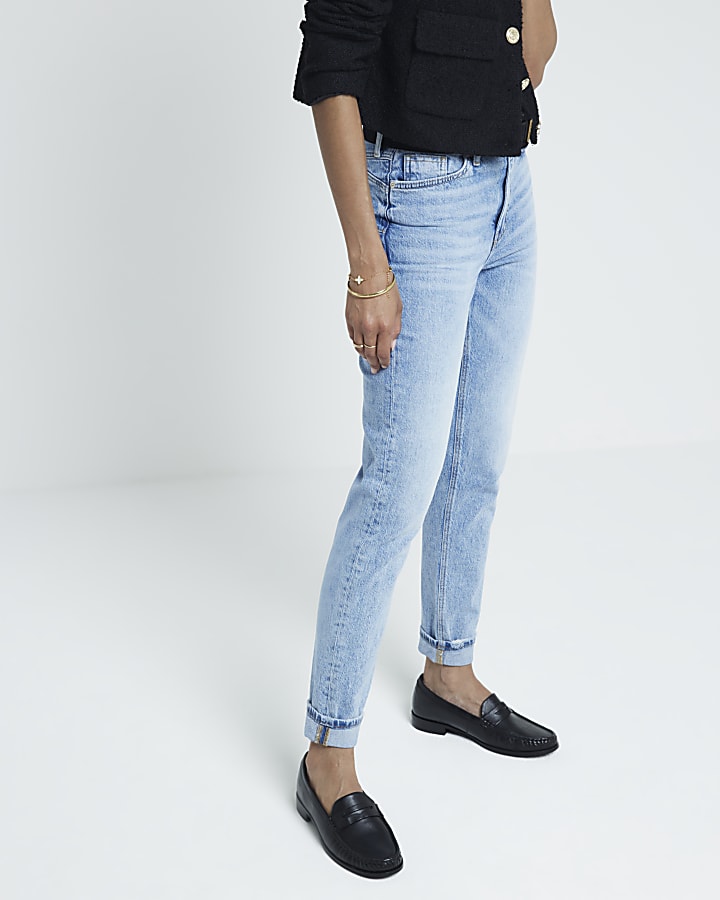 Blue high waisted bum sculpt mom jeans