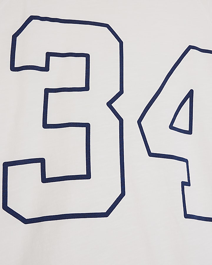 White Number Print Raglan Top