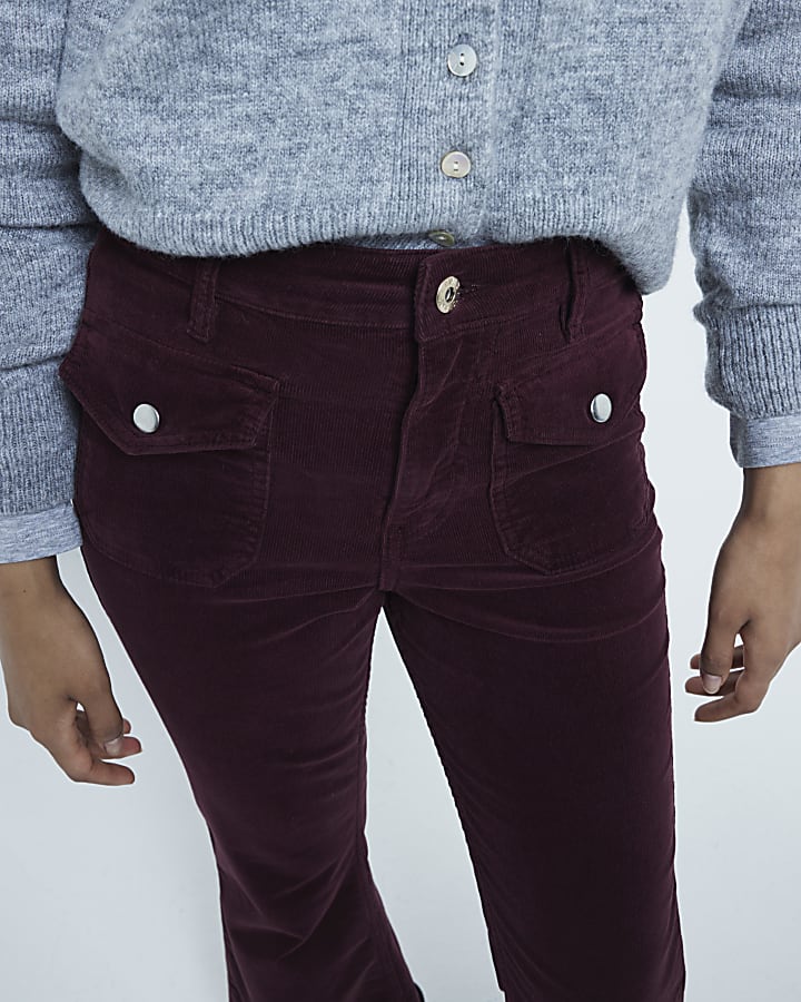 Petite Red Corduroy Flared Jeans