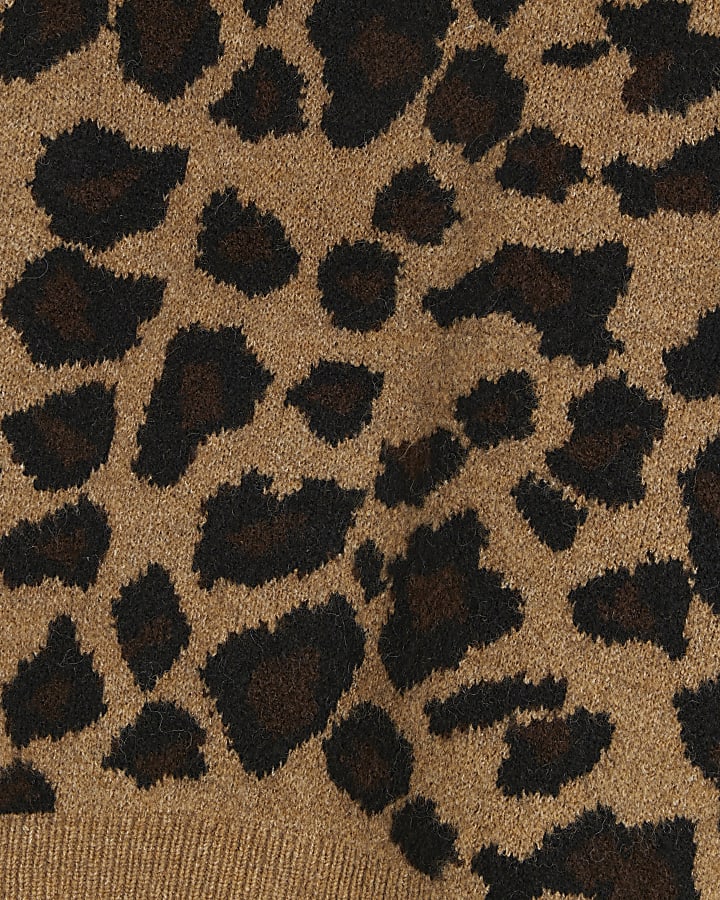 Brown Long Sleeve Leopard Jumper