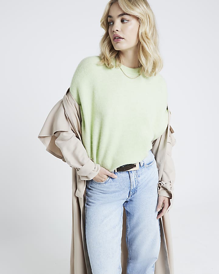 Lime green knit oversized jumper