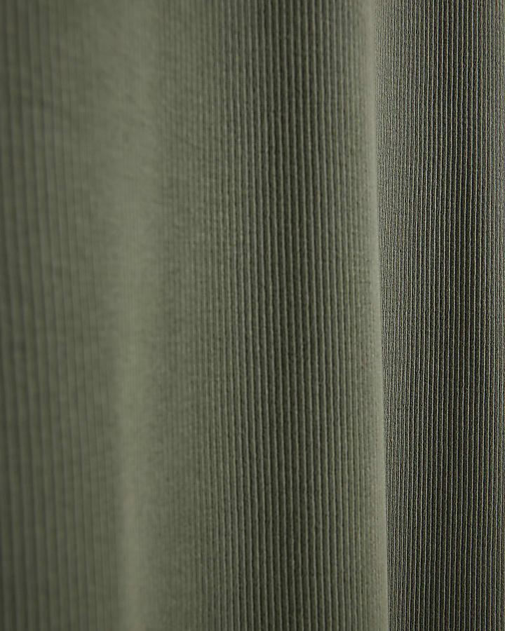 Khaki Ribbed Bodycon Midi Dress