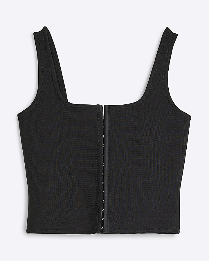 Black Textured Bandage Crop Top