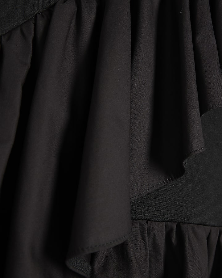 Black frill asymmetric t-shirt