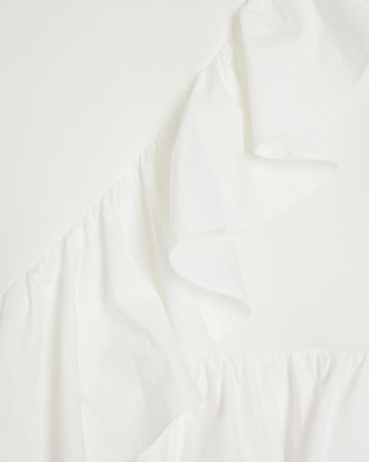 White frill asymmetric t-shirt