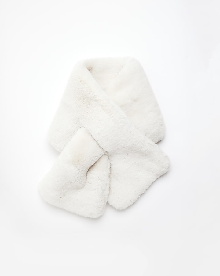 White Faux Fur Scarf