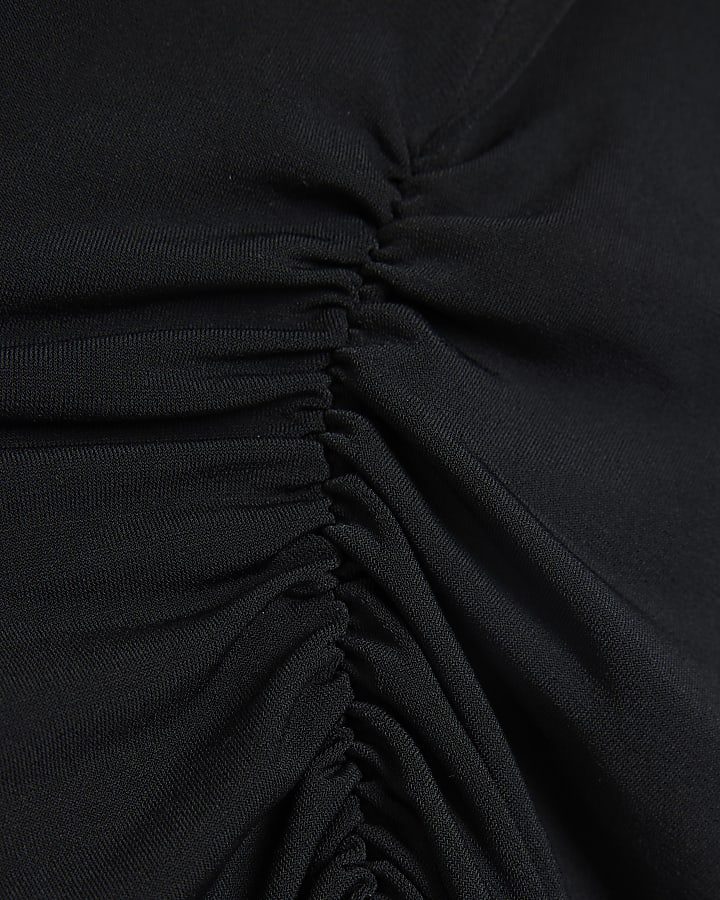 Black Slinky Shoulder Pad Top